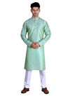 Pista Green Colour Latest Plain Pure Art Silk Function Wear Kurta and Pajama 3005